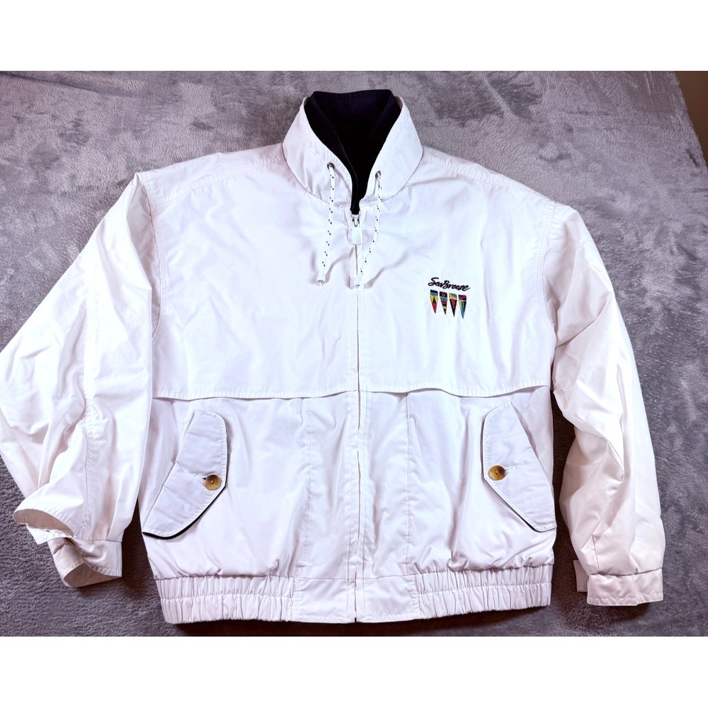 Vtg 90s Gear for Sports Sea Breeze Jacket M White Sailboat Flags Windbreaker‎